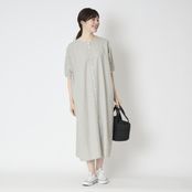 motone/ノーカラーワンピース ストライプ